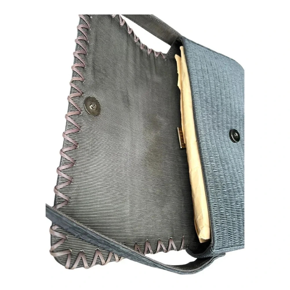 Stuart Weitzman Handbag Solid Green Textured Shou… - image 7